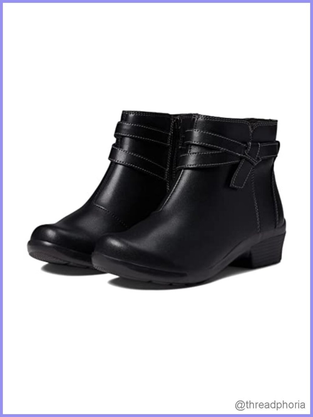 Leather Ankle Boot Chelsea Block Heel Almond Toe Zip